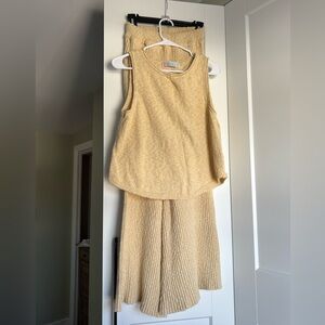 Free People Set Cotton Sweater Set Butter Yellow Set Matching Set Pale Yellow XS